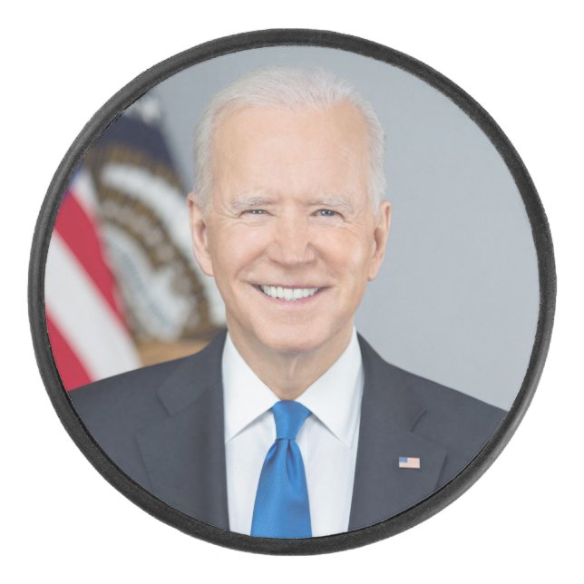President Joe Biden White House Portrait   Hockey Puck (Front)