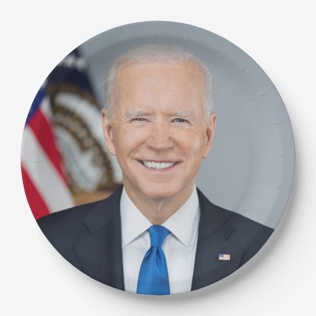 President Joe Biden White House Portrait   Paper Plate (Front)