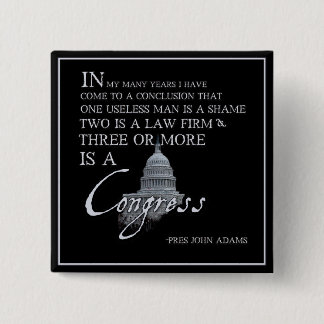 President John Adams on Congress 15 Cm Square Badge