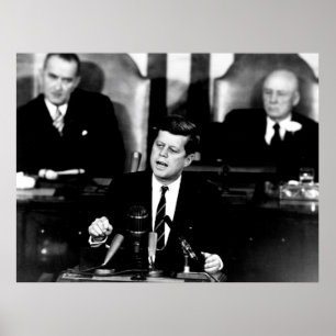 President John F. Kennedy Men to the Moon Speech Poster