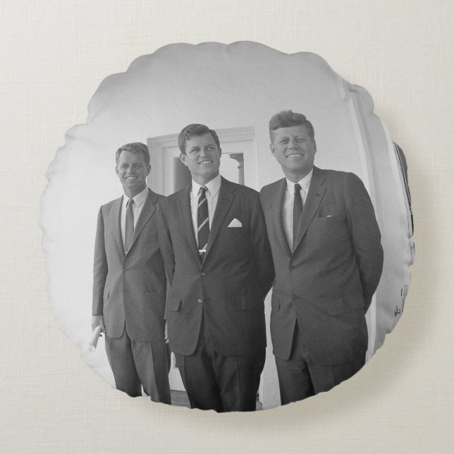 President John Kennedy & Brothers American Camelot Round Cushion (Front)