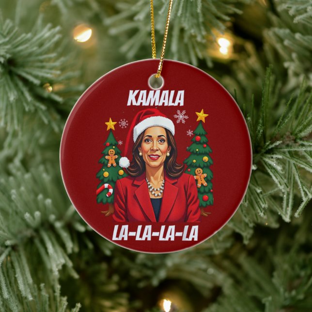 President Kamala Harris Christmas Ceramic Ornament (Tree)