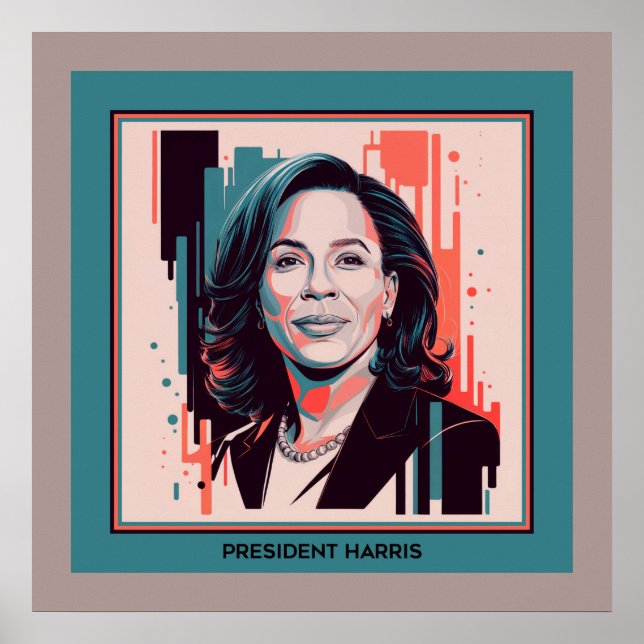 President Kamala Harris Modern Artistic Portrait Poster (Front)
