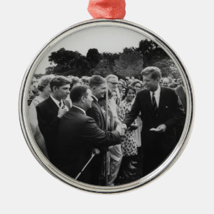 President Kennedy Greets Peace Corps Volunteers Metal Ornament