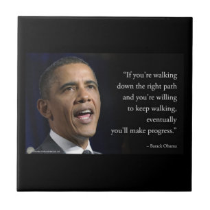 President Obama And "Make Progress" Quote Ceramic Tile