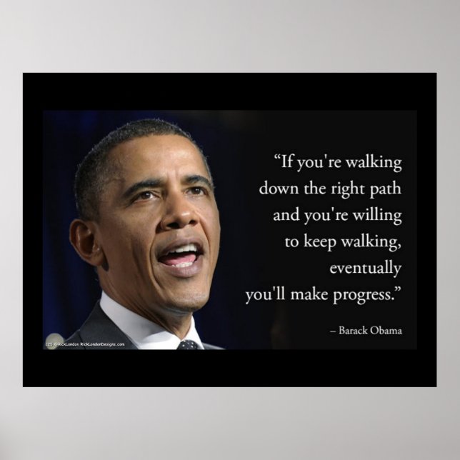 President Obama And "Make Progress" Quote  Poster (Front)