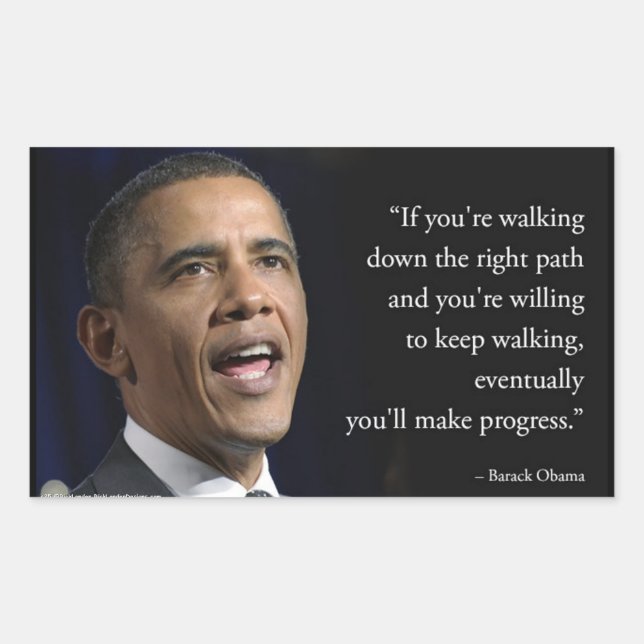 President Obama And "Make Progress" Quote  Rectangular Sticker (Front)