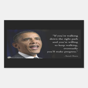 President Obama And "Make Progress" Quote  Rectangular Sticker