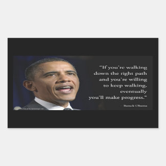 President Obama And "Make Progress" Quote Rectangular Sticker