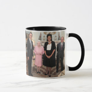 PRESIDENT OBAMA AND MICHELLE WITH QUEEN ELIZABETH MUG
