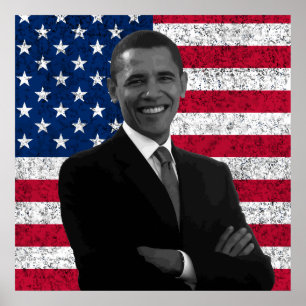 President Obama and The American Flag Poster