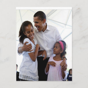 President Obama Father & Daughters Postcard
