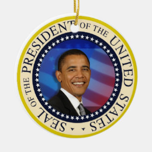 President Obama First Family Ceramic Tree Decoration