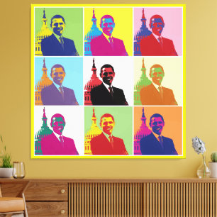 President Obama Funky Modern Pop Art Canvas Print