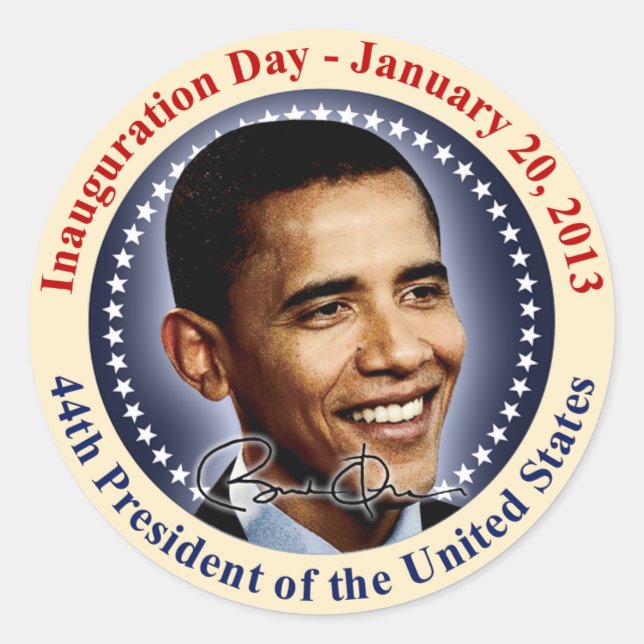 President Obama Inauguration Day Classic Round Sticker (Front)