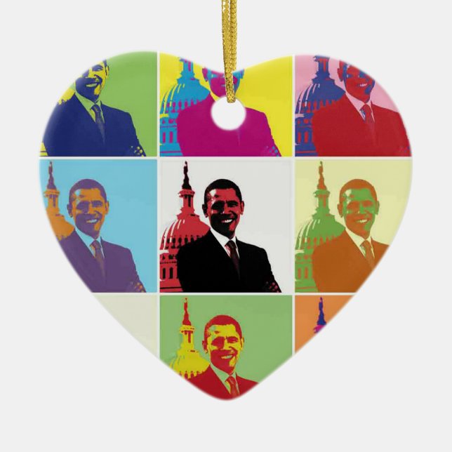President Obama Pop Art Ceramic Tree Decoration (Front)