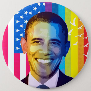 President Obama Portrait-Rainbow & USA Flag 6 Cm Round Badge