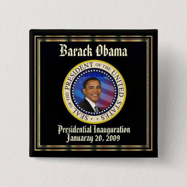 President Obama Presidential Inauguration 15 Cm Square Badge (Front)