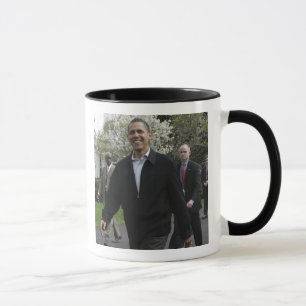 President Obama walks to the basketball courst Mug