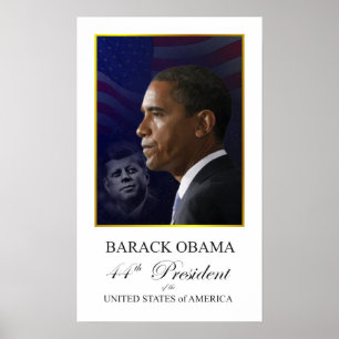 President Obama with John F Kennedy Poster
