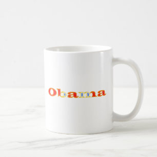 President Obama's Name In Burning Orange With Blue Coffee Mug