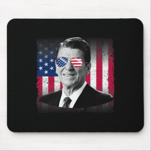 President Reagan Usa Flag Patriotic American 4th O Mouse Pad