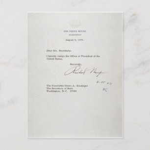President Richard M. Nixon Resignation Letter Postcard