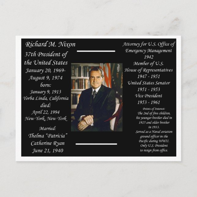 President Richard Nixon Postcard (Front)
