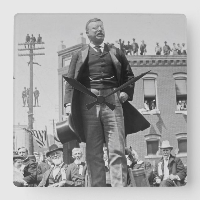 President Teddy Roosevelt gives Speech 1905 Square Wall Clock (Front)