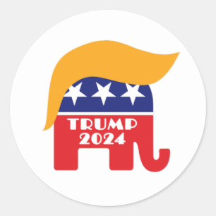 President Trump 2024 Republican Elephant Hair Logo Classic Round Sticker