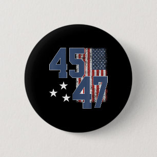 President Trump 45 47 Vintage American Flag  6 Cm Round Badge