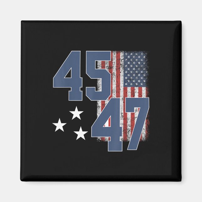 President Trump 45 47 Vintage American Flag  Magnet (Front)