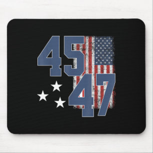 President Trump 45 47 Vintage American Flag  Mouse Pad
