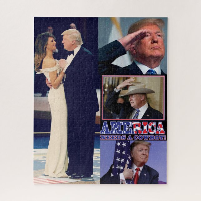 President Trump - America Needs a Cowboy Jigsaw Puzzle (Vertical)