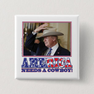 President Trump American Cowboy 15 Cm Square Badge