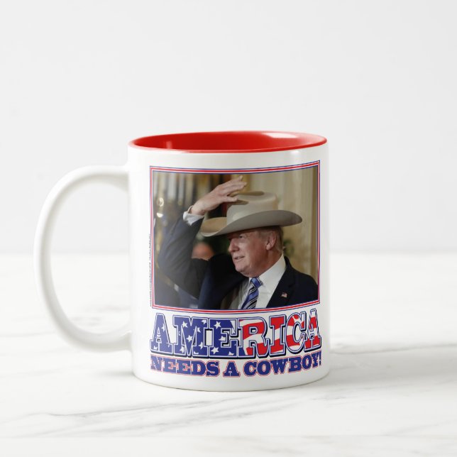 President Trump American Cowboy Two-Tone Coffee Mug (Left)