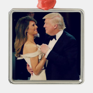 President Trump and Melania Dancing Metal Ornament