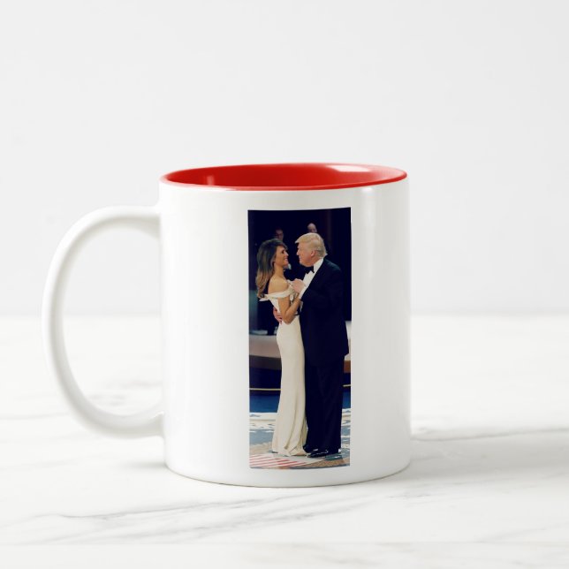 President Trump and Melania Dancing Two-Tone Coffee Mug (Left)