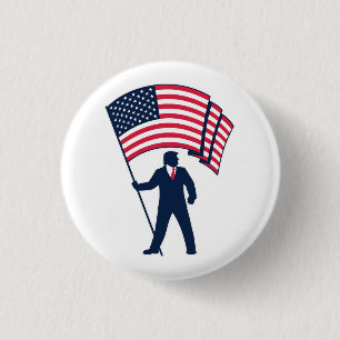 President Trump Bearing the Flag of the USA  3 Cm Round Badge