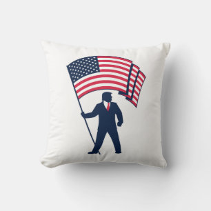 President Trump Bearing the Flag of the USA  Cushion