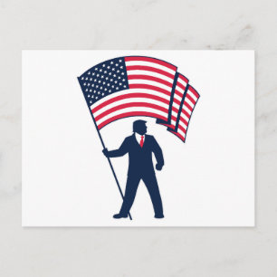 President Trump Bearing the Flag of the USA  Holiday Postcard