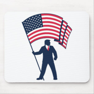 President Trump Bearing the Flag of the USA  Mouse Pad