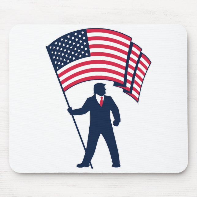President Trump Bearing the Flag of the USA  Mouse Pad (Front)
