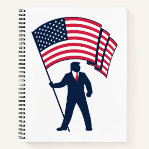 President Trump Bearing the Flag of the USA Notebook
