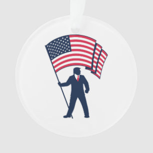 President Trump Bearing the Flag of the USA  Ornament