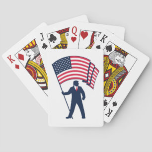 President Trump Bearing the Flag of the USA Playing Cards