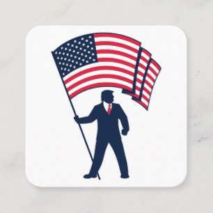 President Trump Bearing the Flag of the USA  Square Business Card