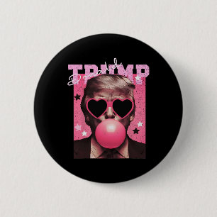 President Trump Blowing Bubble Gum Funny Pink Bubb 6 Cm Round Badge