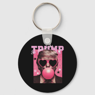 President Trump Blowing Bubble Gum Funny Pink Bubb Key Ring