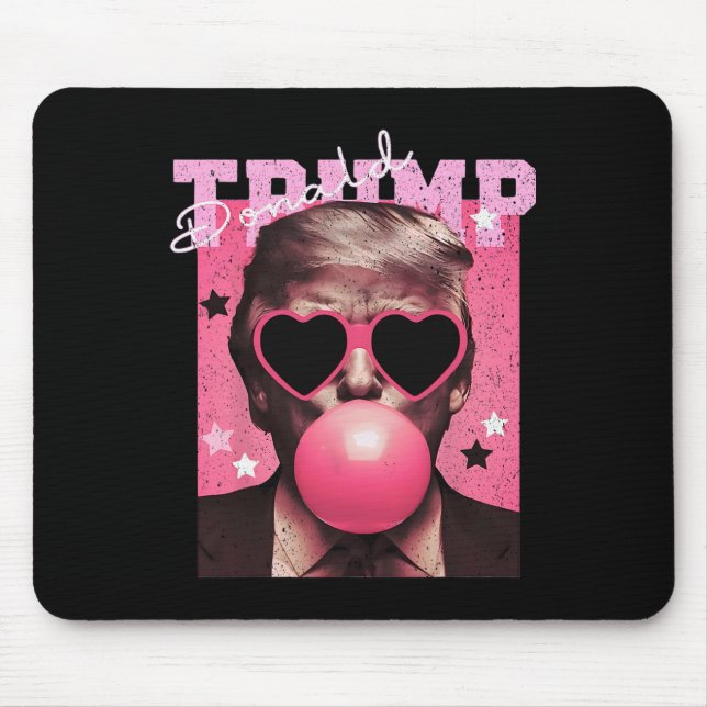 President Trump Blowing Bubble Gum Funny Pink Bubb Mouse Pad (Front)